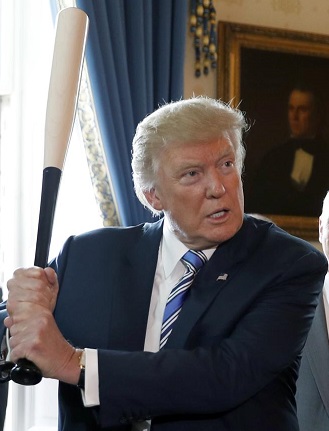 donald trump with a baseball bat