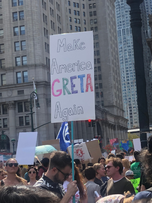 Sign at New York climate-strike march on September 20, 2019