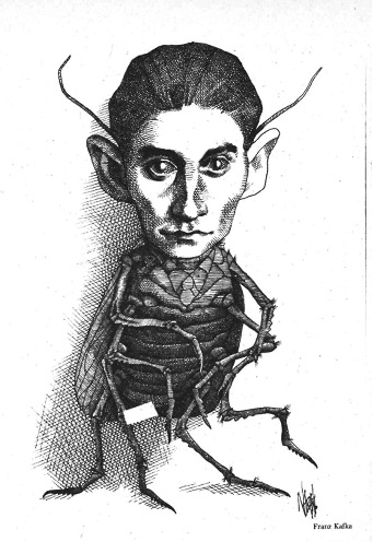 drawing of a half-bug half-human Kafka